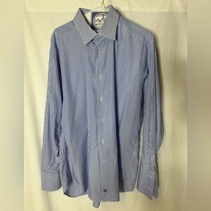 David Donahue Classic Blue Pinstripe Dress Shirt